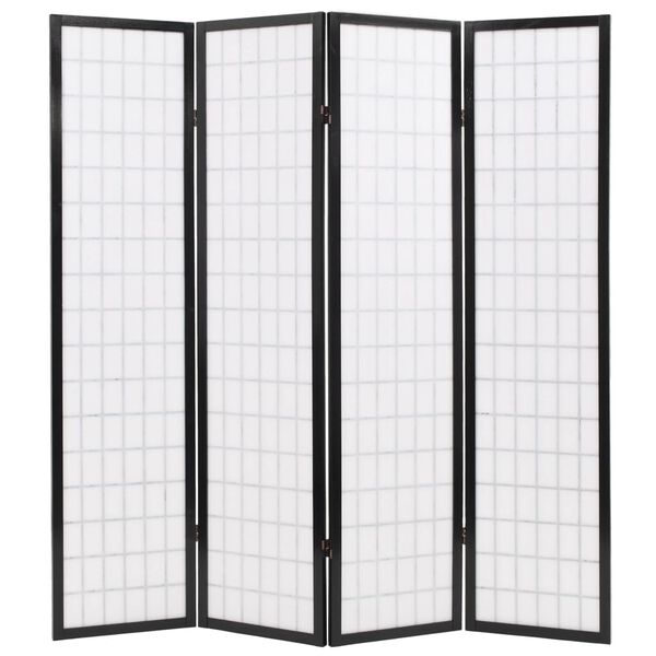 vidaXL Biombo dobrável com 4 painéis estilo japonês 160x170 cm preto