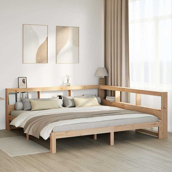 vidaXL Cama com estante sem colch&atilde;o 180x200 cm pinho maci&ccedil;o