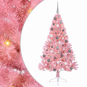 vidaXL &Aacute;rvore de Natal Artificial Pr&eacute;-iluminada Rosa 180 cm PVC