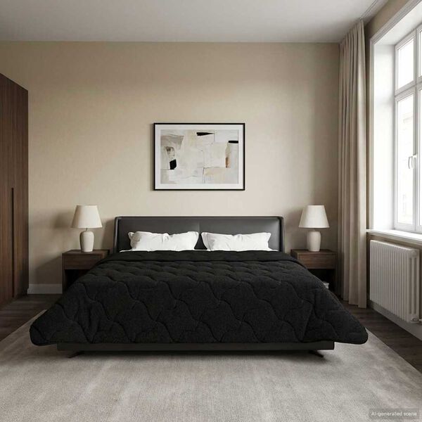 vidaXL Duvet de Ano Inteiro Colchonete Preto 200 x 240 cm