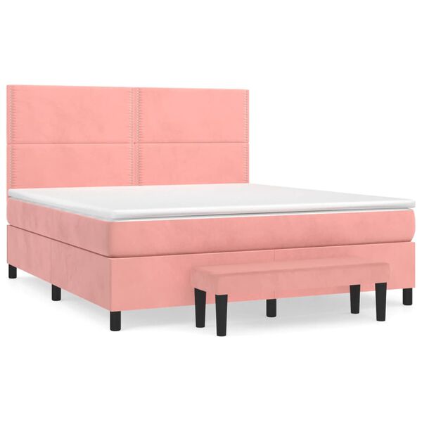 vidaXL Cama com molas/colch&atilde;o 180x200 cm veludo rosa
