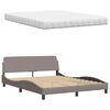 vidaXL Cama com colch&atilde;o Hanko 160x200 cm tecido castanho-acinzentado