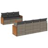 vidaXL 8 pcs conjunto sof&aacute;s de jardim c/ almofad&otilde;es vime PE cinzento