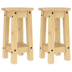 vidaXL Bancos de bar 2 pcs madeira de pinho maci&ccedil;a