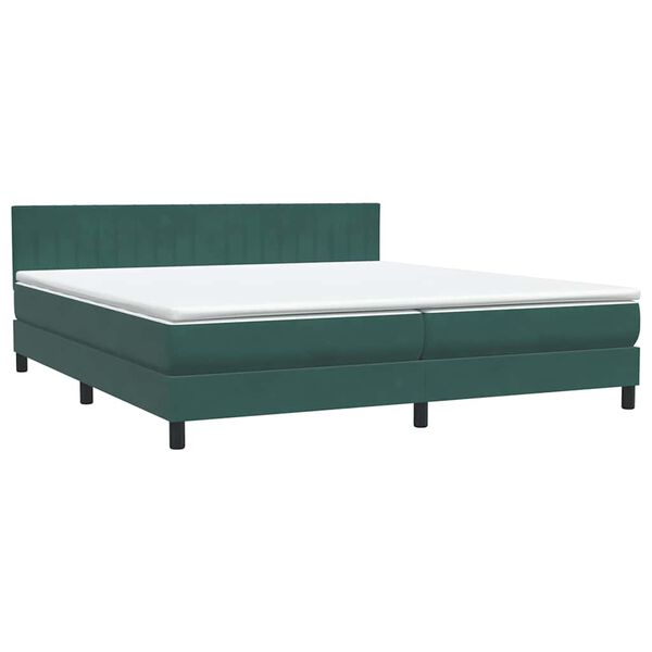 vidaXL Cama com molas/colch&atilde;o 180x220 cm veludo verde-escuro