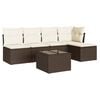vidaXL 6 pcs conjunto de sof&aacute;s jardim c/ almofad&otilde;es vime PE castanho