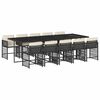 vidaXL 11 pcs conjunto de jantar p/ jardim c/ almofad&otilde;es vime PE preto
