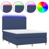 vidaXL Cama box spring c/ colch&atilde;o e LED 140x190 cm tecido azul