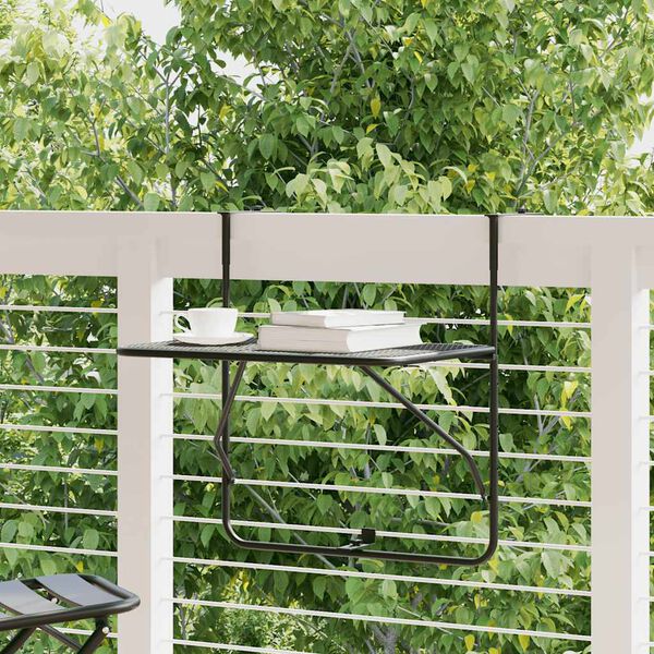 vidaXL Mesa para varanda 60x40 cm a&ccedil;o preto