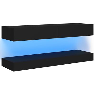 vidaXL Móvel de TV com luzes LED 120x35 cm preto