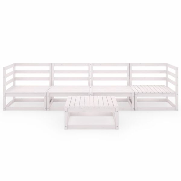 vidaXL 5 pcs conjunto lounge de jardim pinho maciço branco