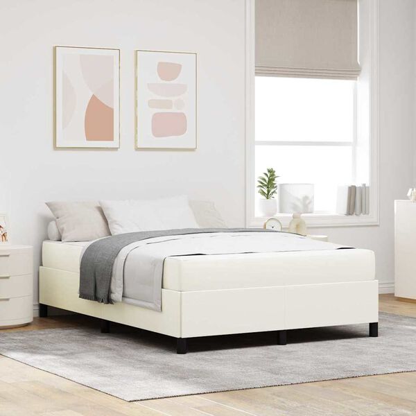 vidaXL Estrutura da Cama com colch&atilde;o Creme 140 x 200 cm tecido