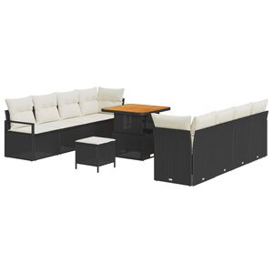 vidaXL Conjunto de Sof&aacute; de Jardim Preto e Creme 80 x 80 x 71 cm