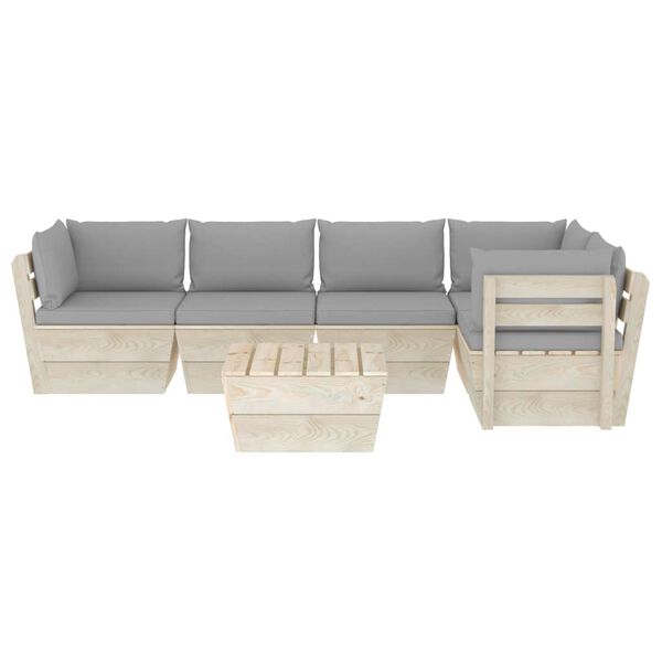 vidaXL 6 pcs conjunto lounge de paletes + almofad&otilde;es madeira de abeto