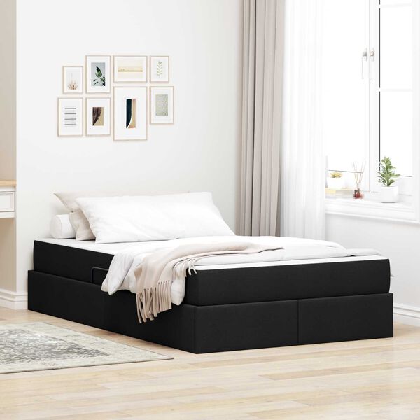 vidaXL Cama com arruma&ccedil;&atilde;o e colch&atilde;o Preto 120 x 190 cm Poli&eacute;ster