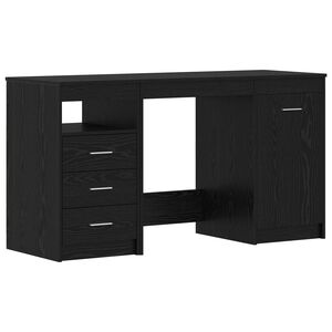 vidaXL Mesa com gaveta 2 unid. Carvalho Preto 140 x 50 x 76 cm