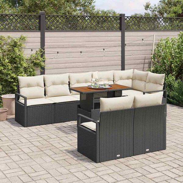 vidaXL Conjunto de Sof&aacute; de Jardim 9 pcs Preto Rattan Sint&eacute;tico