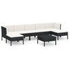 vidaXL 8 pcs conjunto lounge de jardim c/ almofad&otilde;es vime PE preto