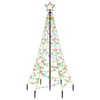 vidaXL Árvore de Natal com espigão 200 luzes LED 180 cm colorido