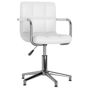 vidaXL Cadeira de escrit&oacute;rio girat&oacute;ria couro artificial branco
