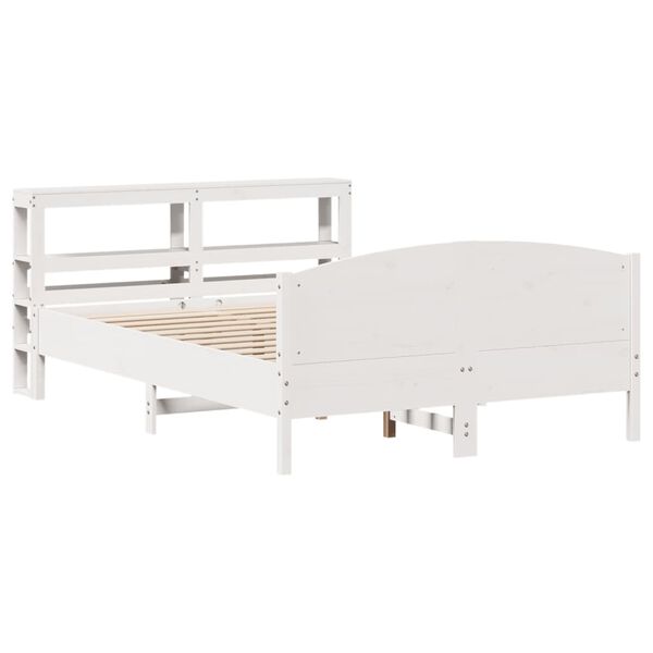 vidaXL Cama sem colch&atilde;o 140x190 cm madeira de pinho maci&ccedil;a branco