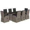 vidaXL 9 pcs conjunto de jantar p/ jardim c/ almofad&otilde;es vime PE cinza