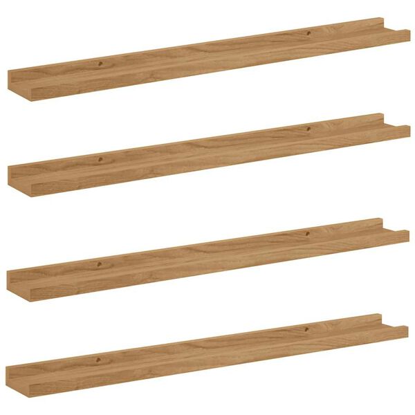 vidaXL Prateleira de Parede 4 pcs Castanho 80 x 9 x 3 cm