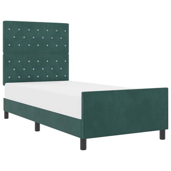 vidaXL Cama Box com cabeceira Verde Escuro 100 x 200 cm Veludo