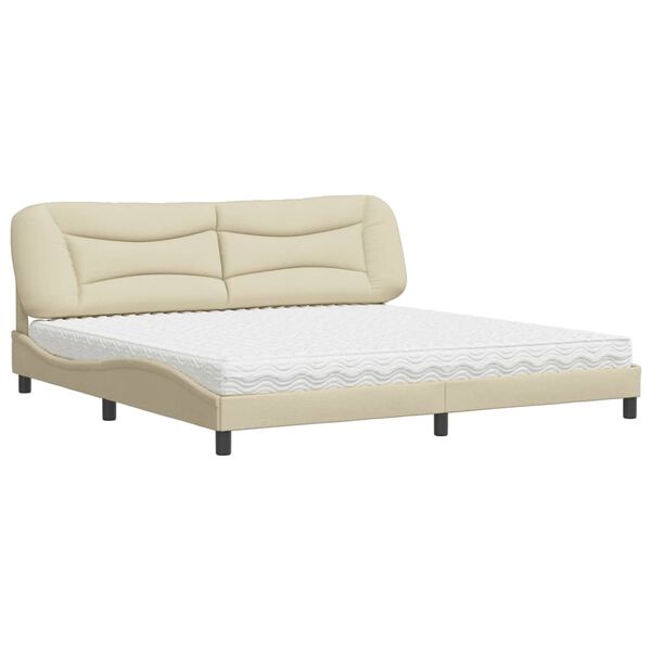 vidaXL Cama com colch&atilde;o Hvar 200x200 cm tecido cor creme