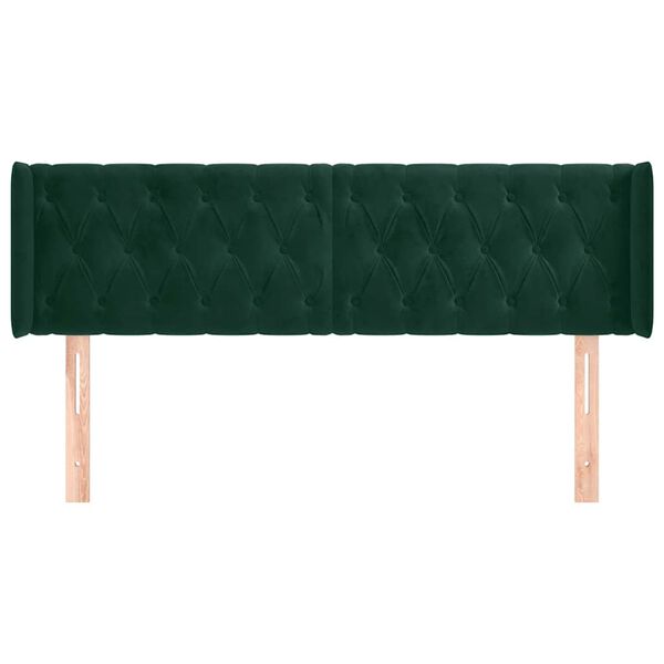 vidaXL Cabeceira de cama c/ abas veludo 163x16x78/88cm verde-escuro