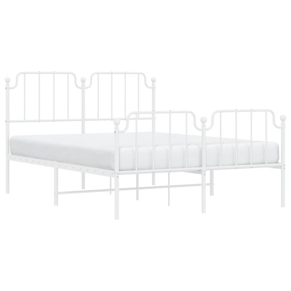 vidaXL Estrutura de cama com cabeceira e p&eacute;s 140x190 cm metal branco