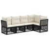 vidaXL Conjunto de Sof&aacute; de Jardim 5 unid. Preto vime PE