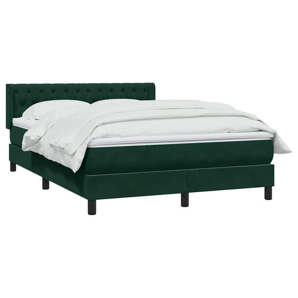 vidaXL Cama box spring com colch&atilde;o 160x210 cm veludo verde escuro