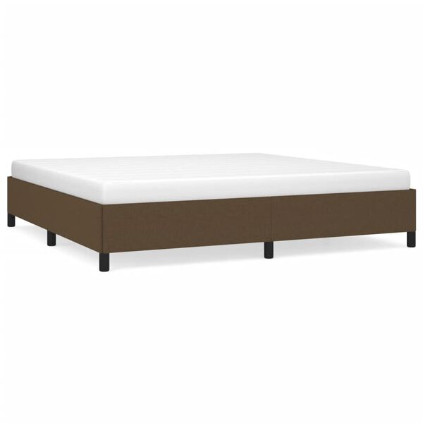 vidaXL Estrutura de cama sem colch&atilde;o 200x200 cm tecido castanho-escuro