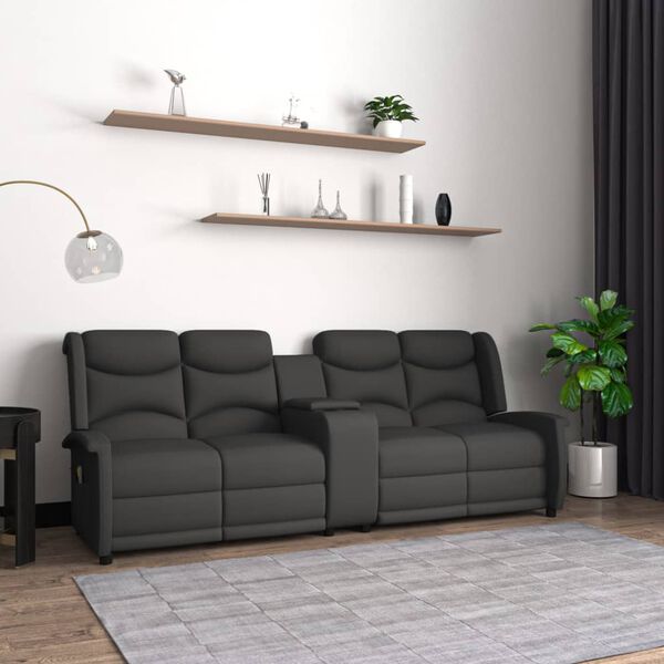 vidaXL Poltrona massagem 4 lug. reclin&aacute;vel c/suporte copo cinza-escuro