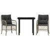 vidaXL 3 pcs conjunto bistr&ocirc; com almofad&otilde;es vime PE cinzento claro
