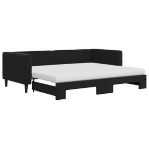 vidaXL Sof&aacute;-cama com gavet&atilde;o e colch&otilde;es 90x200 cm veludo preto