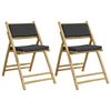 vidaXL 2pcs cadeiras bistr&ocirc; dobr&aacute;veis c/ almofad&otilde;es cinza escuro bambu