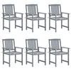 vidaXL Cadeiras de jardim c/ almofad&otilde;es 6 pcs ac&aacute;cia maci&ccedil;a cinzento