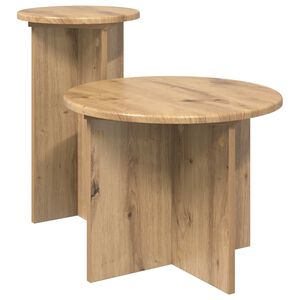vidaXL Conjunto de mesas de apoio 2 unid. Carvalho Arttisan