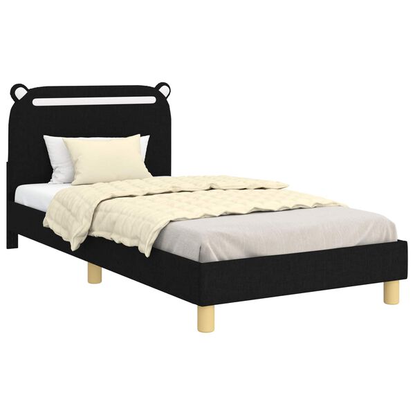 vidaXL Estrutura de Cama Infantil com Cabeceira Preto 90 x 190 cm