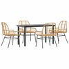 vidaXL Conjunto jantar jardim 5 pe&ccedil;as vidro vime PE castanho