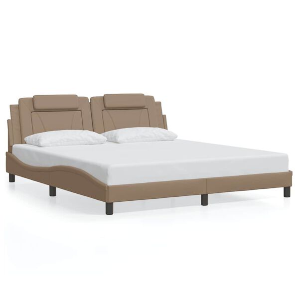 vidaXL Estrutura de cama Viana sem colch&atilde;o 180x200 cm couro artificial cappuccino