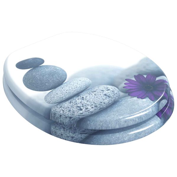 vidaXL Assento de Vaso Sanit&aacute;rio Cinzeto 44 x 38 cm Placa de MDF