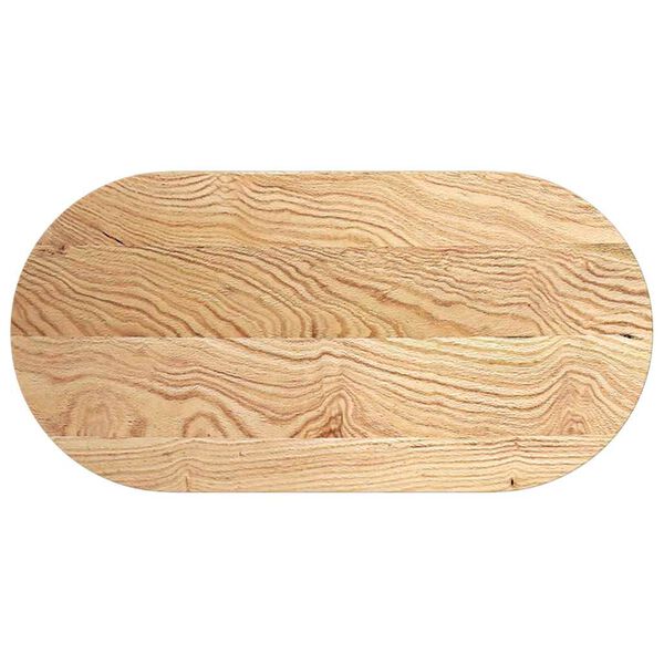 vidaXL Tampo de mesa 100x50x2 cm madeira de carvalho maci&ccedil;a oval