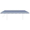 vidaXL Toldo retr&aacute;til manual com postes 5x3,5 m azul e branco