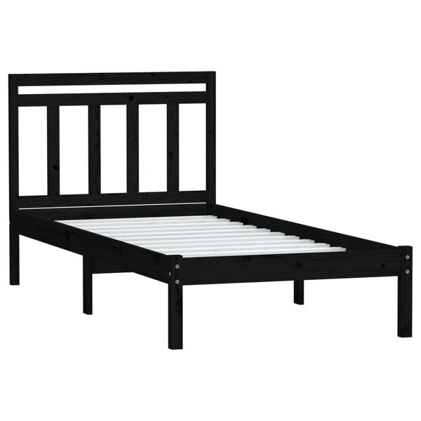 vidaXL Estrutura de cama 100x200 cm madeira de pinho maciça preto