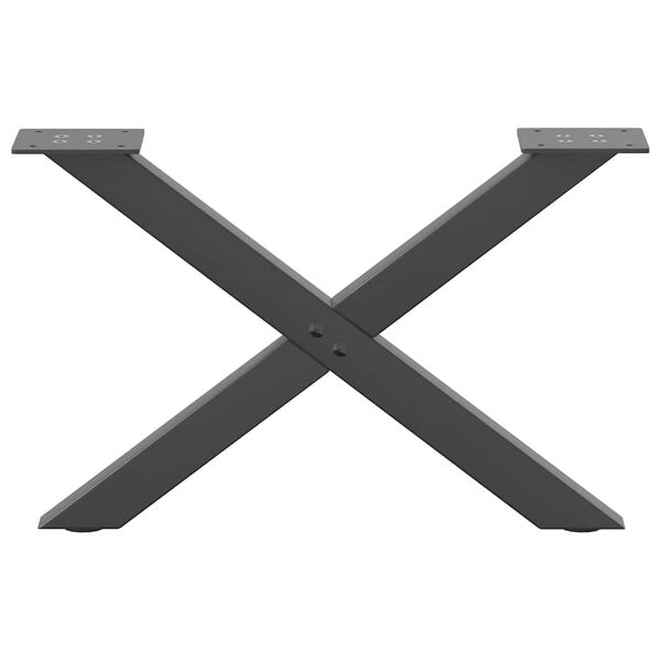 vidaXL P&eacute;s para mesa de centro em formato de X, 2 pe&ccedil;as, antracite, 60x(30-31) cm, a&ccedil;o