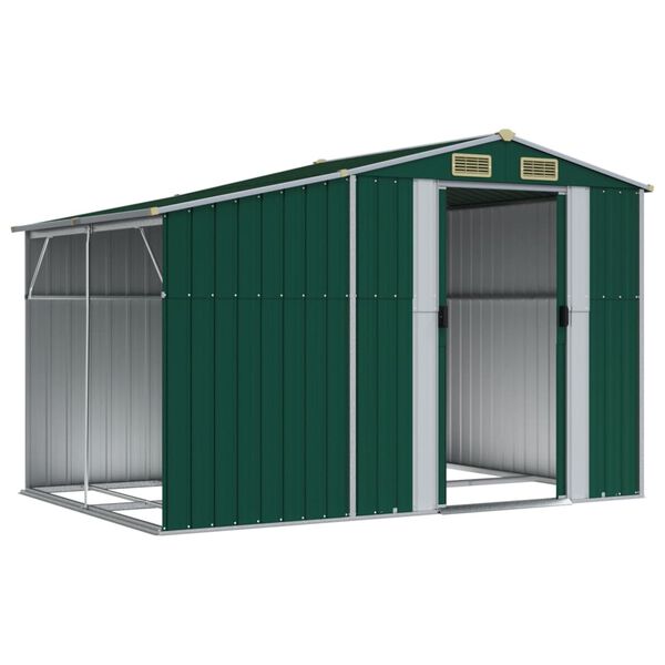 vidaXL Abrigo de jardim 277x192,5x179 cm aço galvanizado verde
