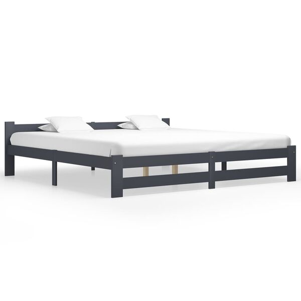 vidaXL Estrutura de cama 200x200 cm pinho maci&ccedil;o cinzento-escuro